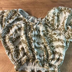 Kate Quinn Green and Cream Floral Blouse